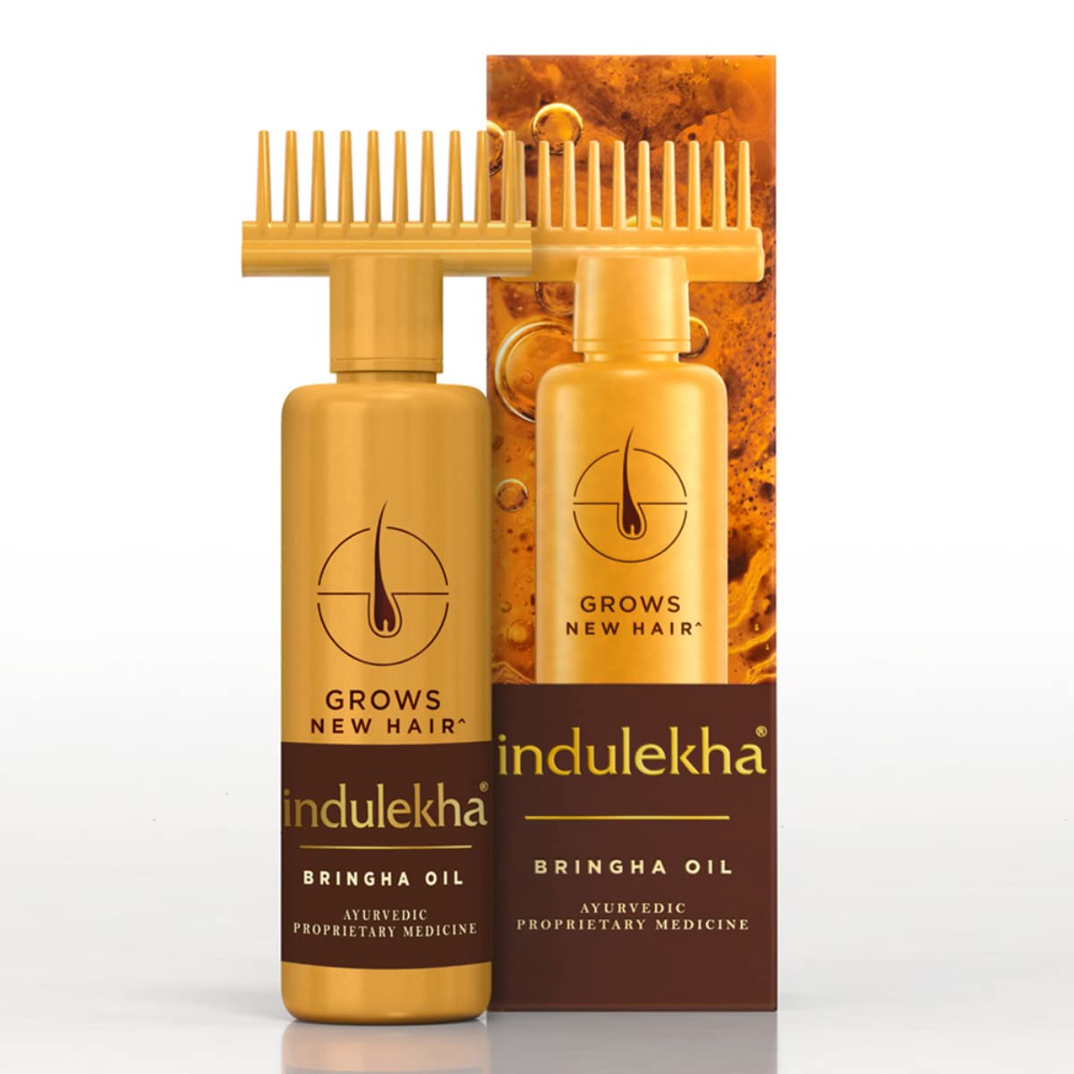 Indulekha Bringha, Ayurvedic Hair Oil, 250ml, for Hair Fall Control, with Amla & Coconut Oil, with Comb Applicator